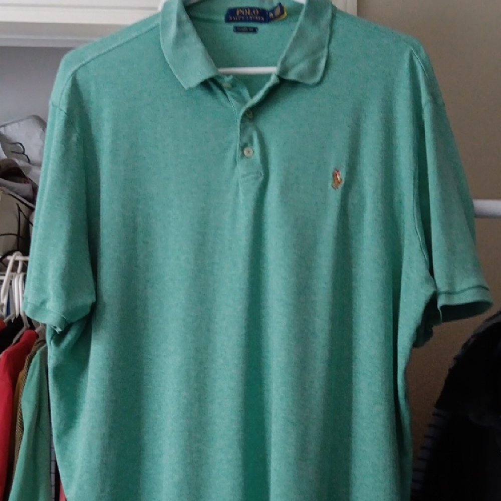 Polo Ralph Lauren Mens XL Classic Fit Heather Green Short Sleeve Polo Shirt